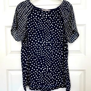 Ann Taylor LOFT blue and white blouse, large